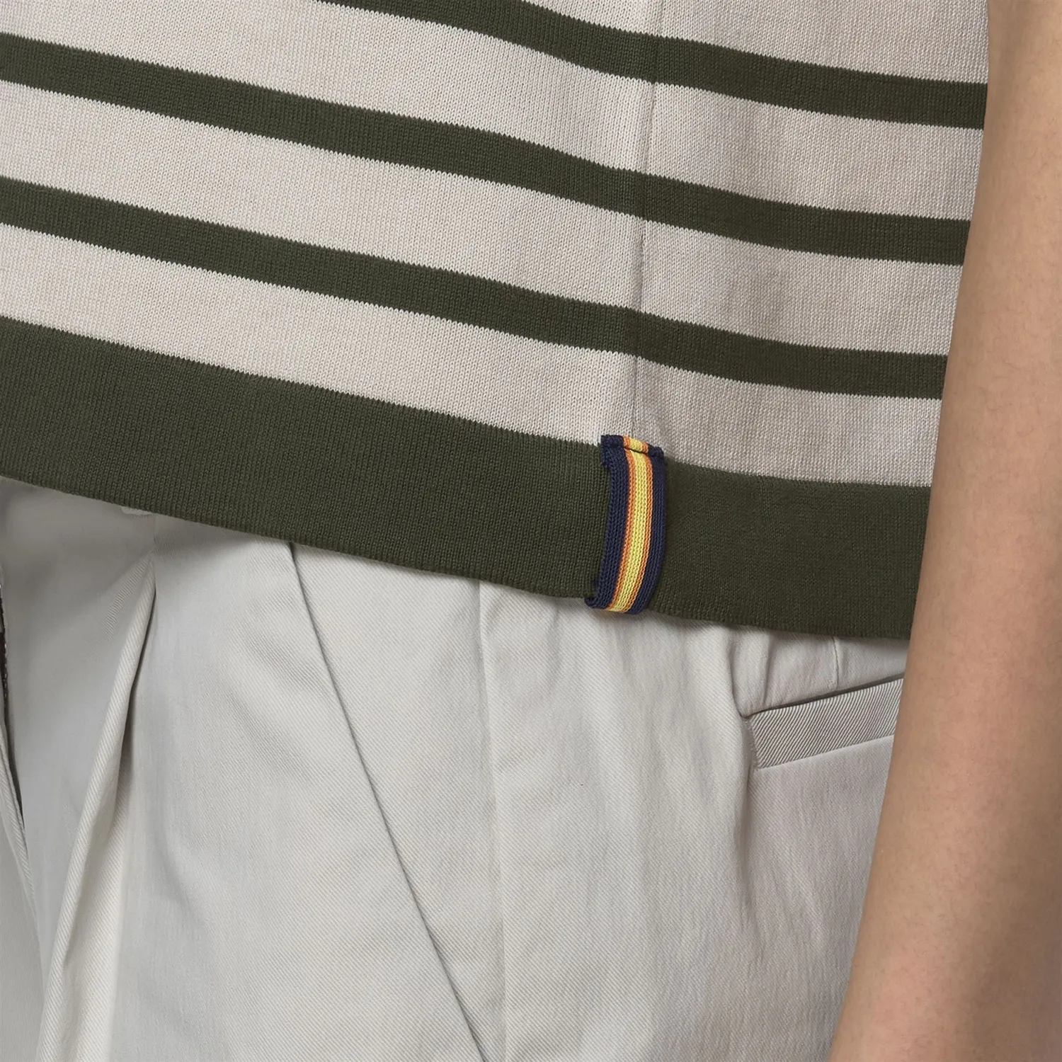 K-Way Geri Stripes vesta dama bej-verde dungi