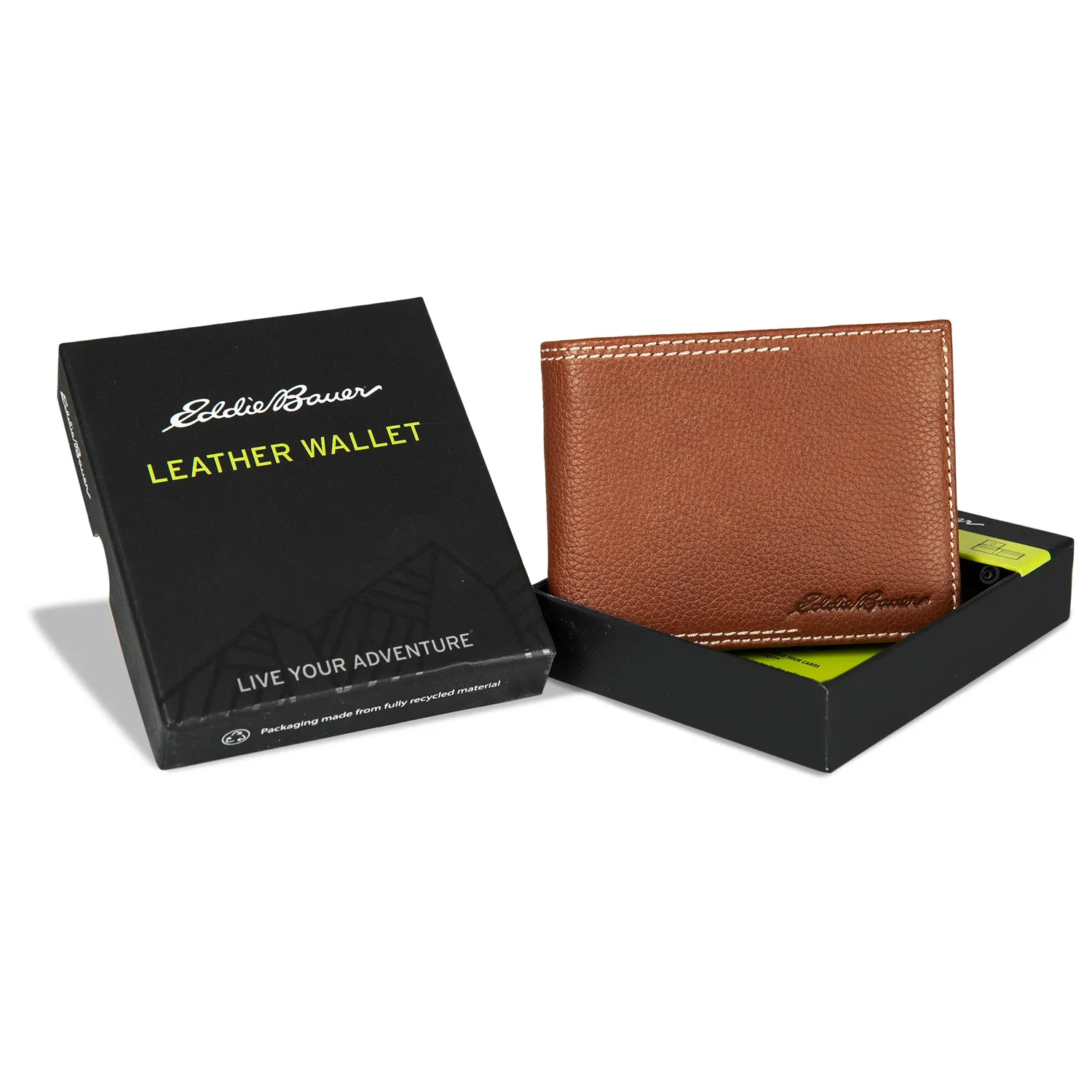 Eddie Bauer Signature Top Stitch Passcase portofel piele bej