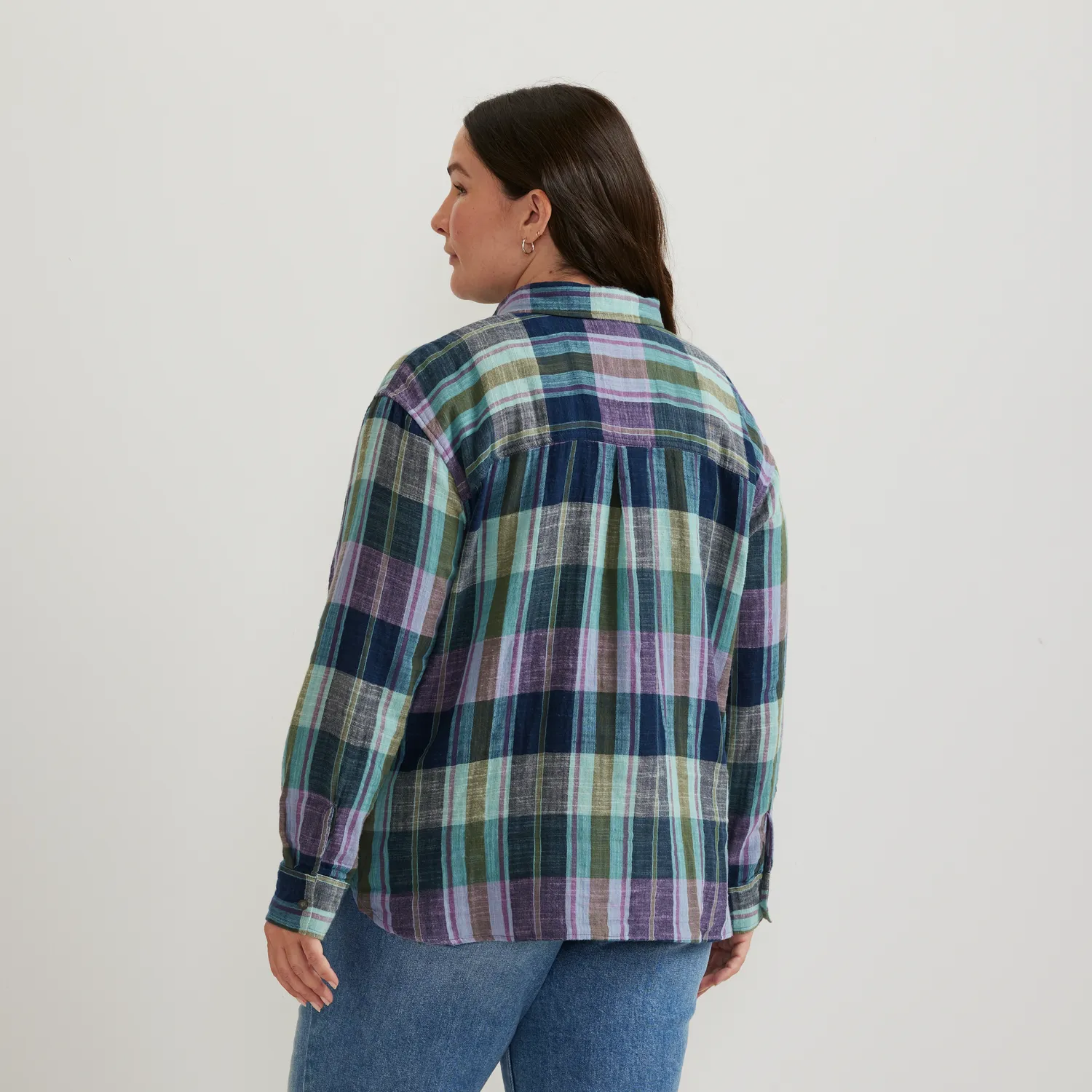 Eddie Bauer Cotton Slub camasa dama carouri roz