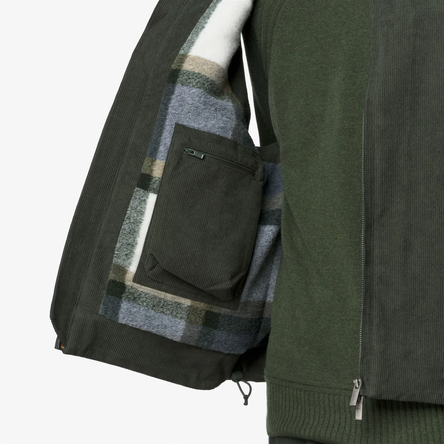 K-Way Barry vesta barbati verde cu tartan matlasata