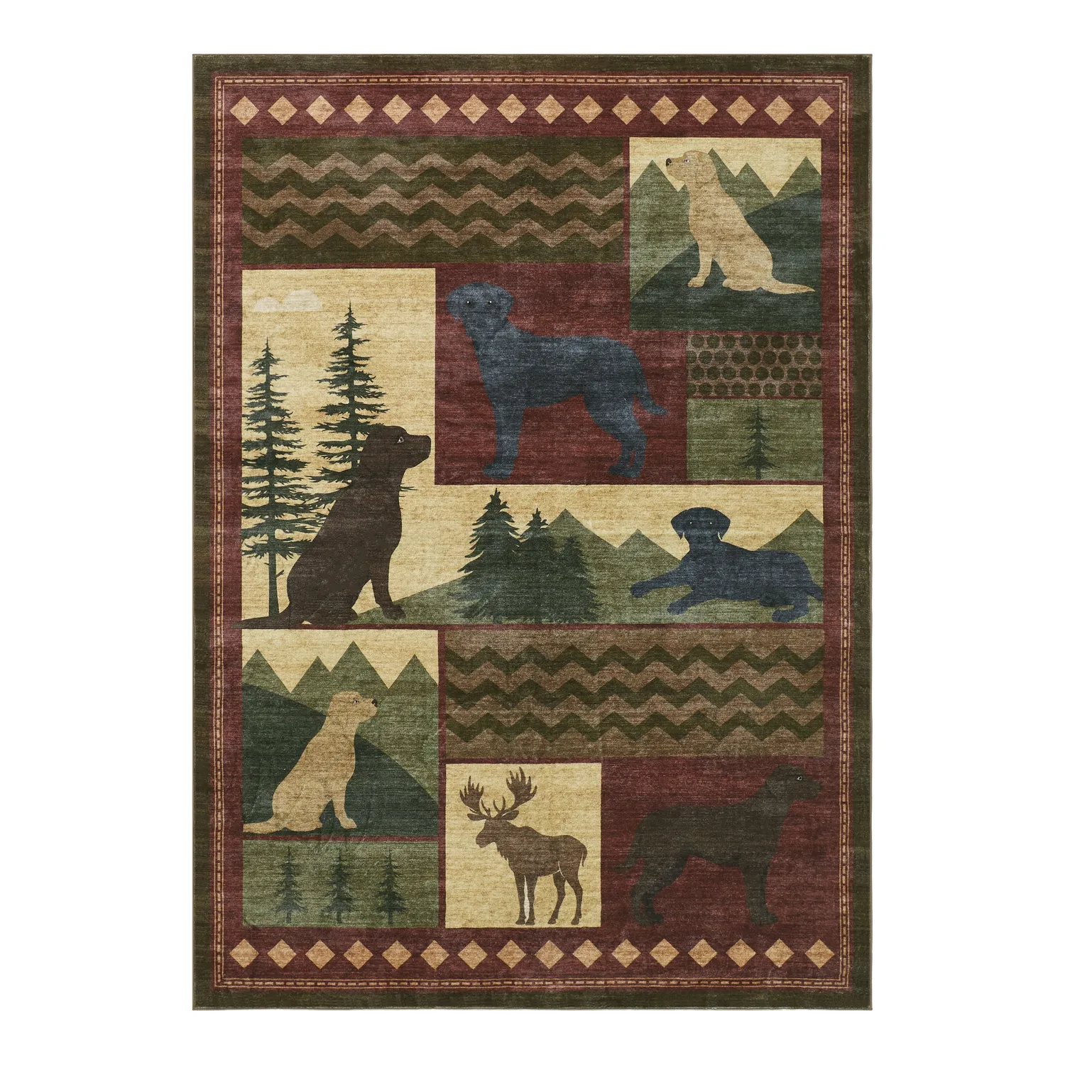 Eddie Bauer Lupin Patchwork covor rosu lavabil antiderapant