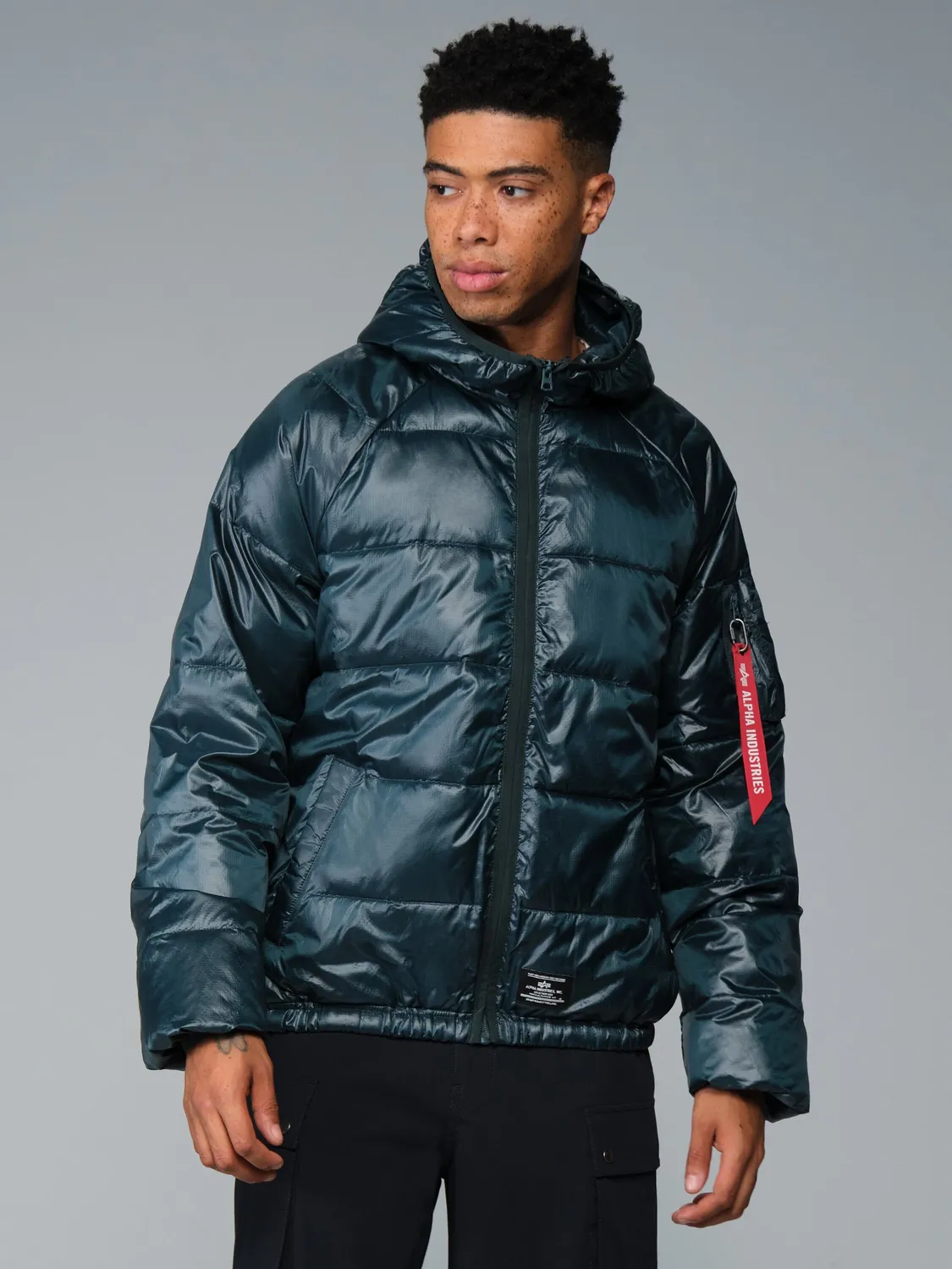 Alpha Industries Laughlin Ultralight geaca puffer Midnight Teal gluga