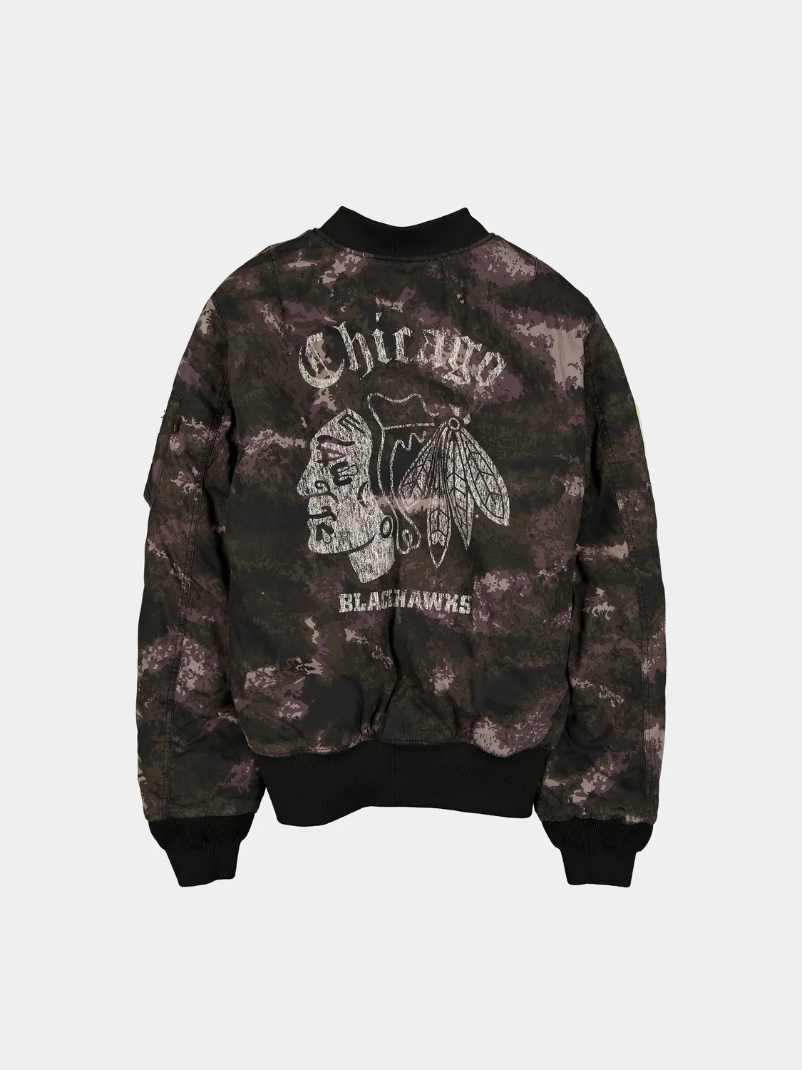 Alpha Industries Chicago Blackhawks MA-1 geaca bomber negru camo reversibila