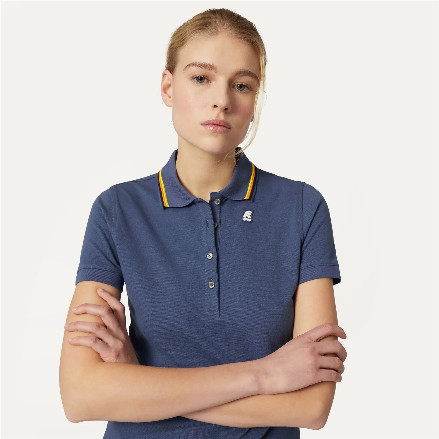 K-Way Jeannine tricou polo dama albastru indigo bumbac