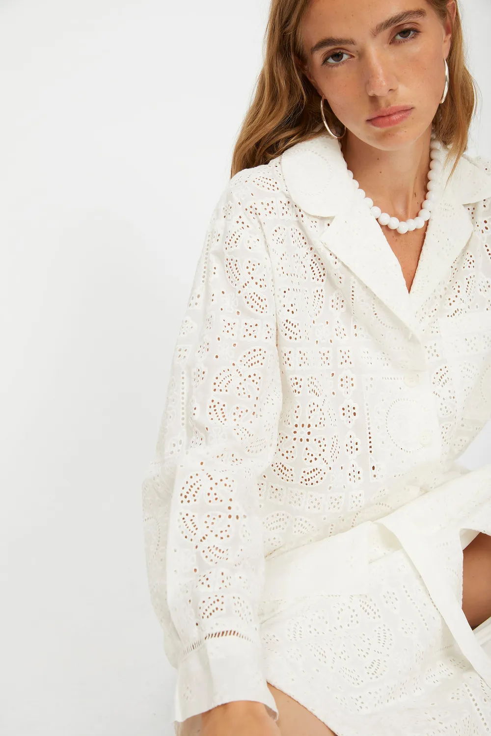 Isabelle Blanche camasa alba bumbac broderie englezeasca