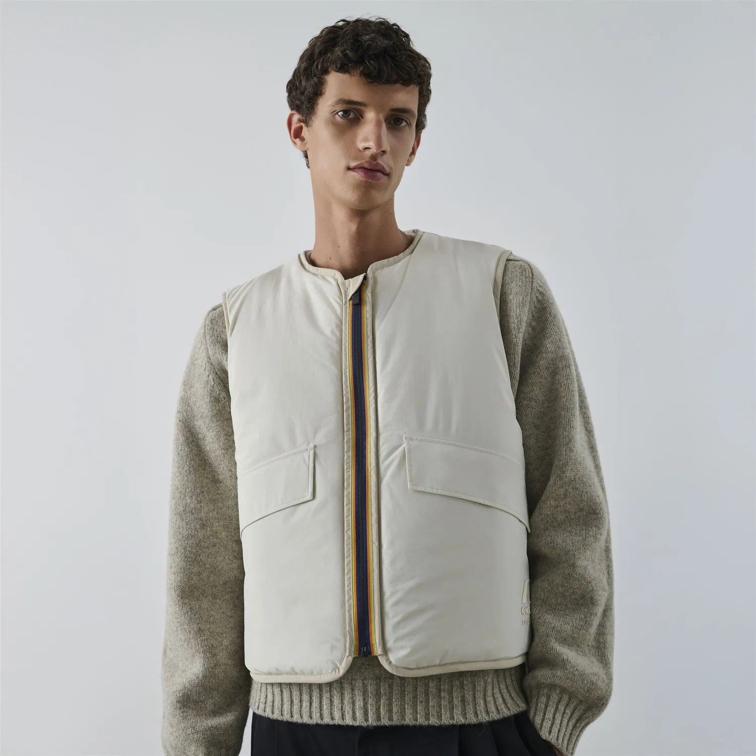 K-Way Wes Padded Soeur vesta dama gri-bej usoara