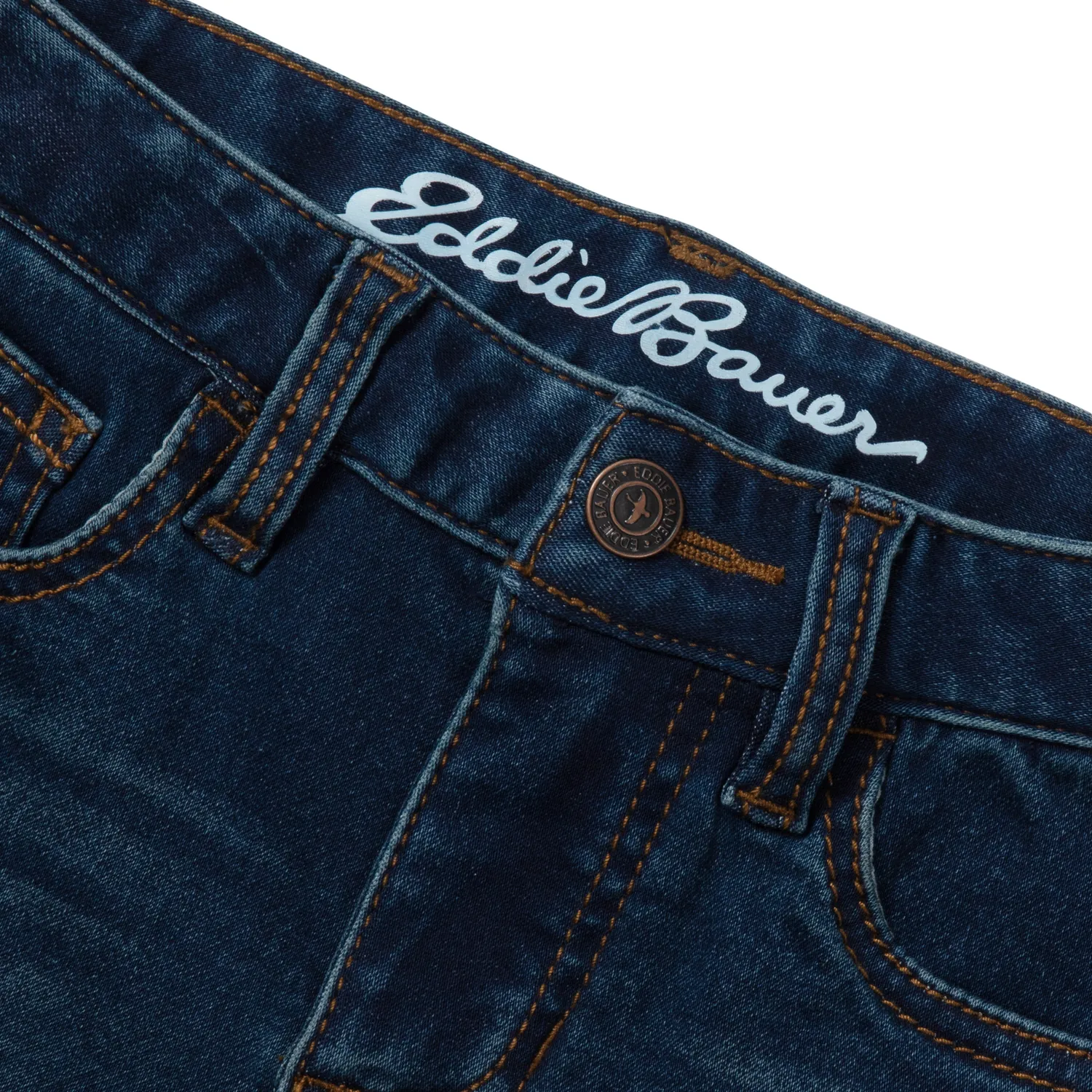 Eddie Bauer Flex Knit Denim Shorts pantaloni scurti Light Wash elastic