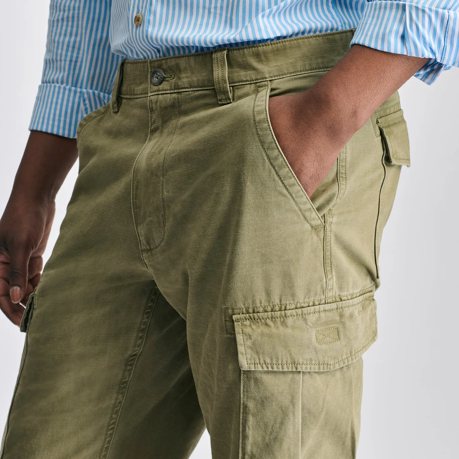 Eddie Bauer Interbay pantaloni cargo barbati Light Khaki bumbac