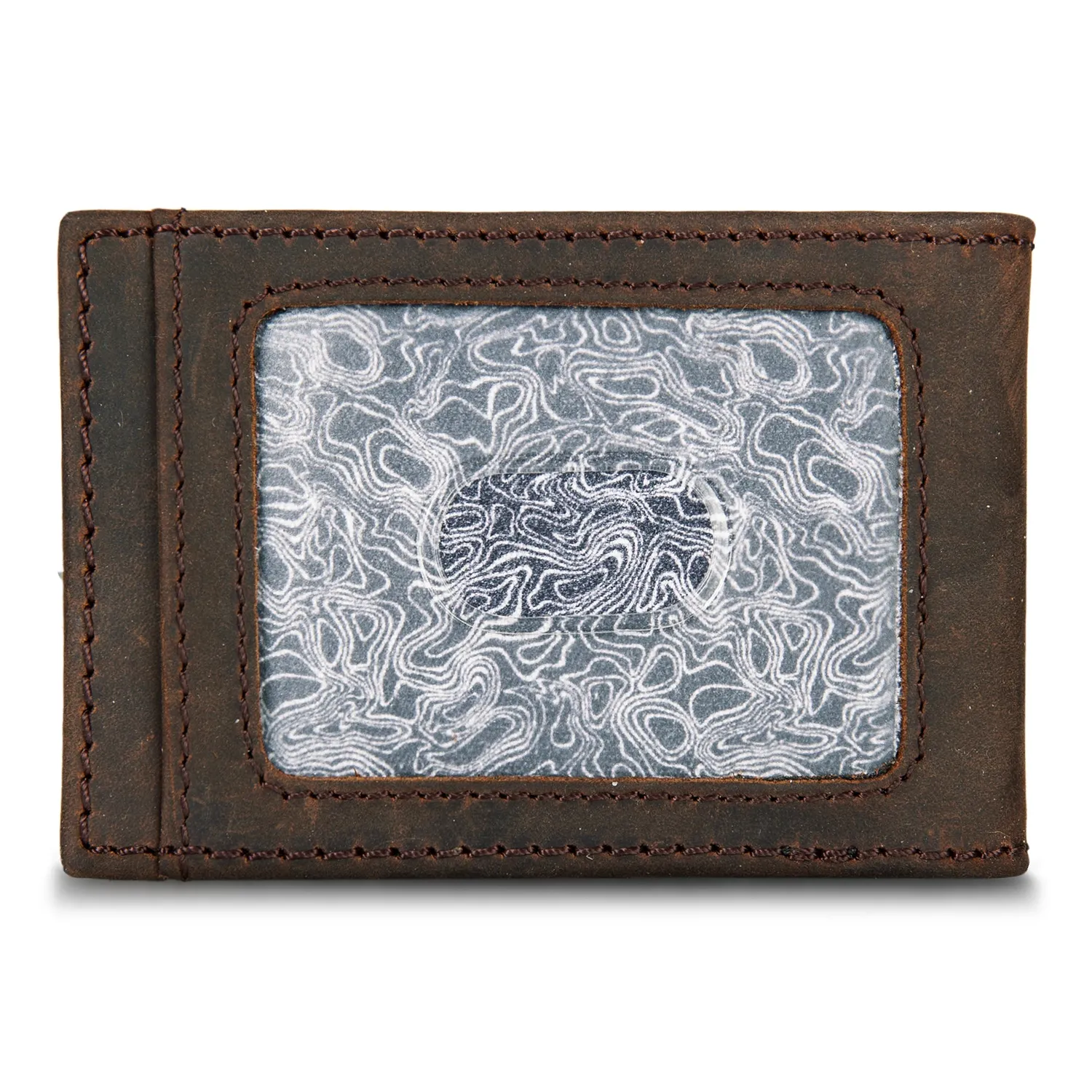Eddie Bauer Money Clip Bifold Leather Wallet Embossed Sasquatch portofel Tan