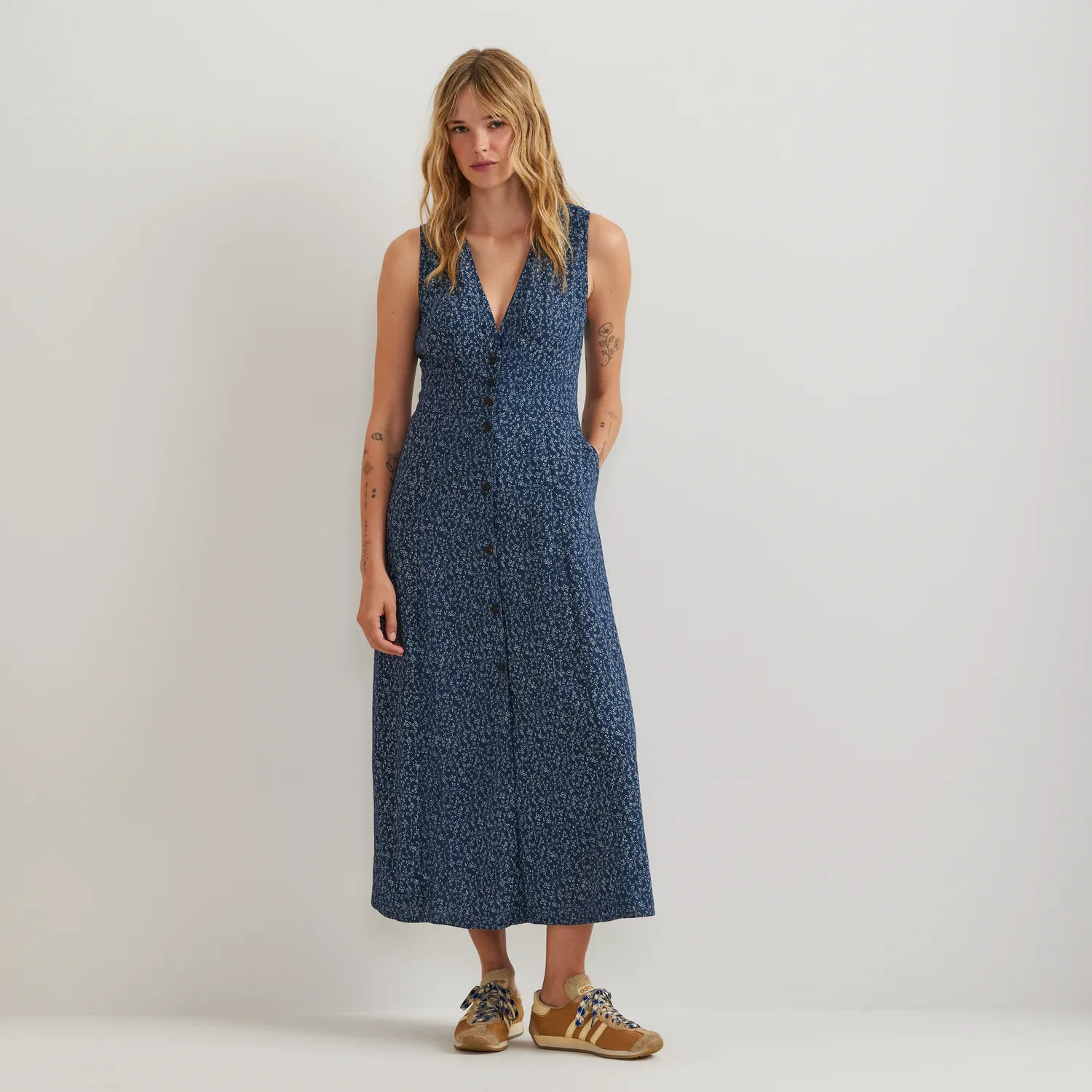 Eddie Bauer rochie midi dama cu nasturi fara maneci