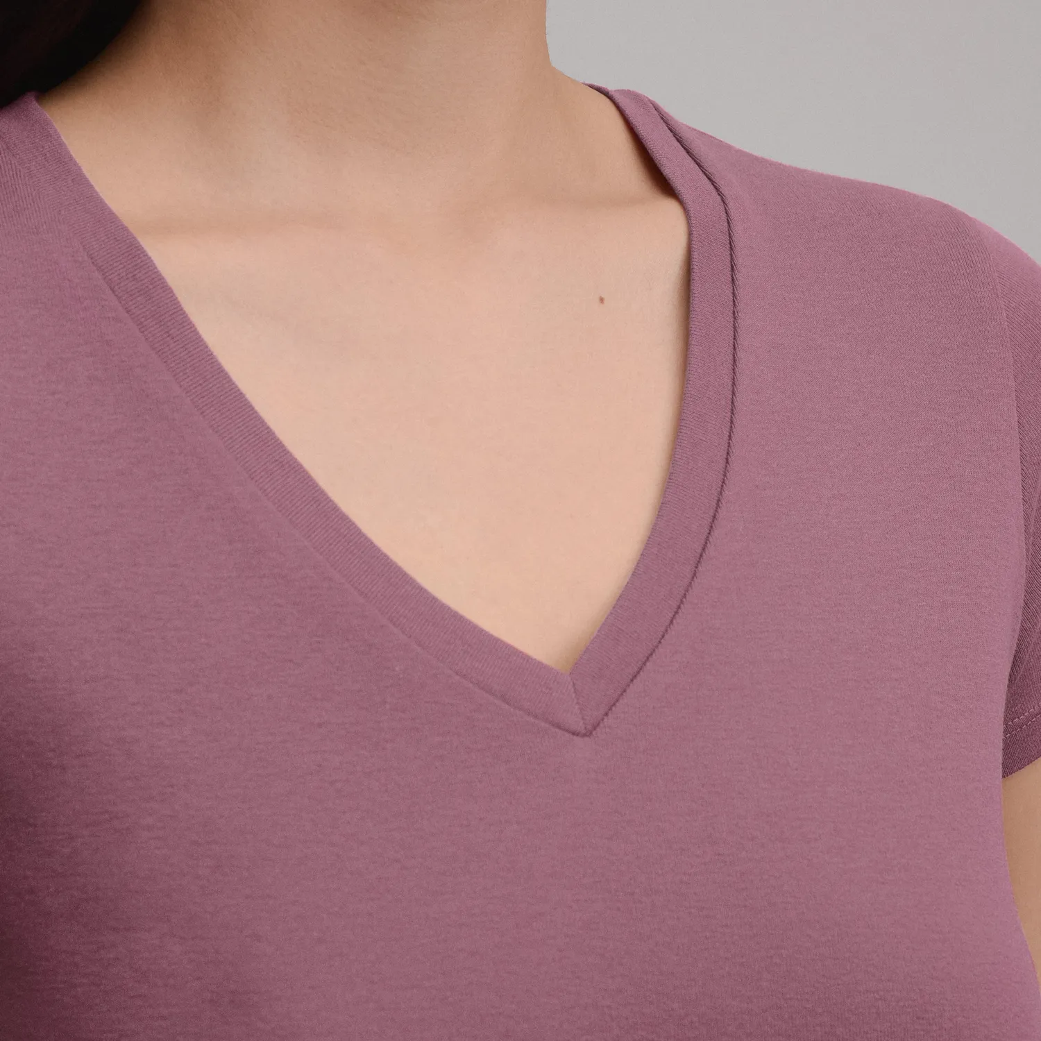 Eddie Bauer Everyday V-Neck tricou dama Visiniu bumbac usor