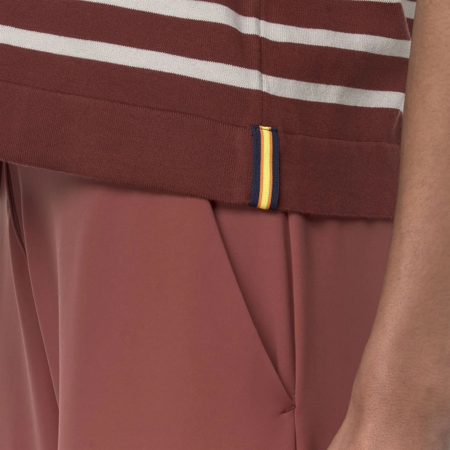 K-Way Jener Stripes vestă damă maro-bej bumbac