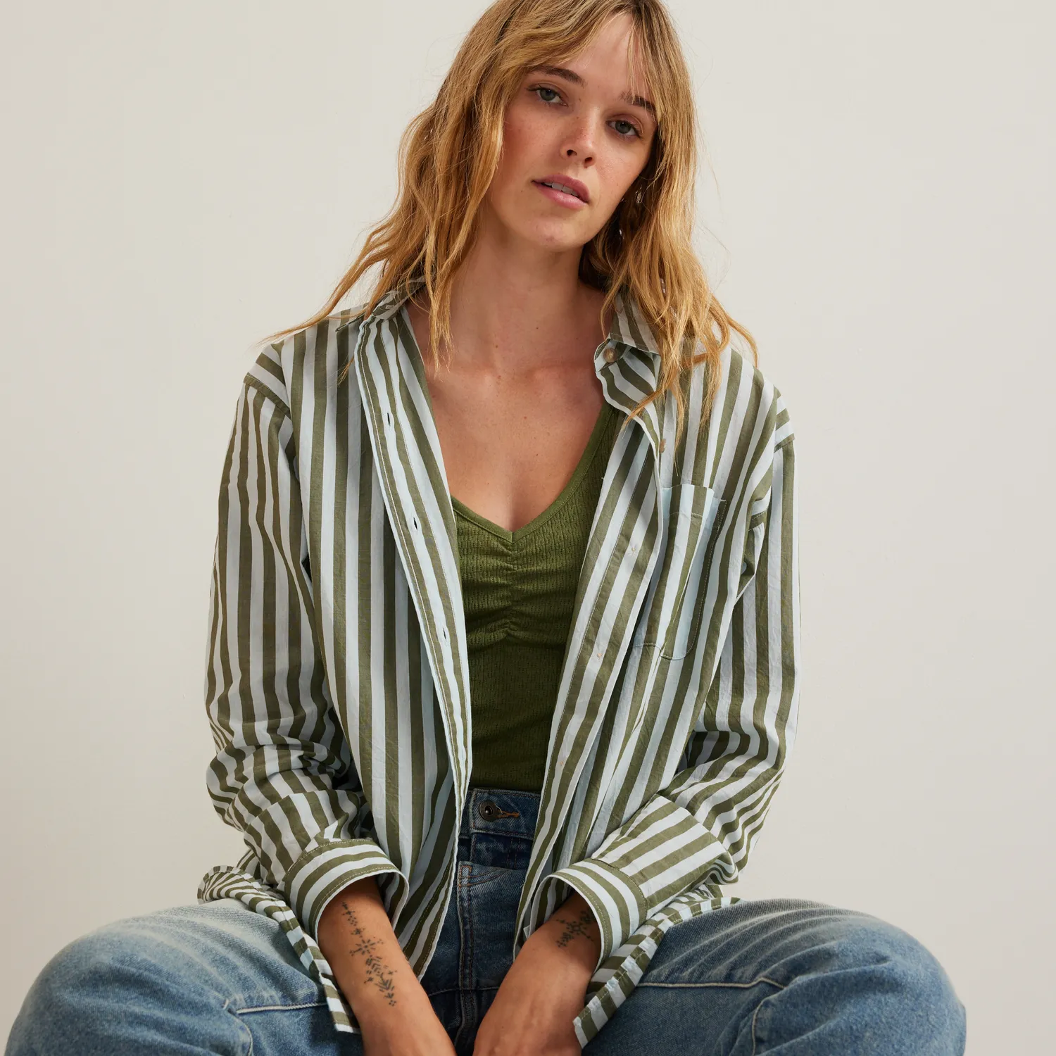 Eddie Bauer Poplin camasa dama albastru deschis relaxata