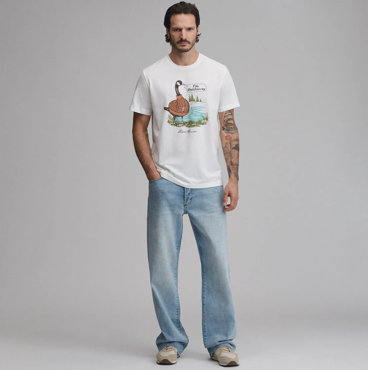 Eddie Bauer EB Outdoorsy Goose tricou Ivory bumbac