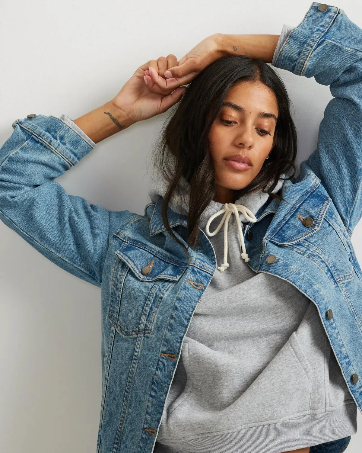 Eddie Bauer Authentic geaca denim dama alba elastica