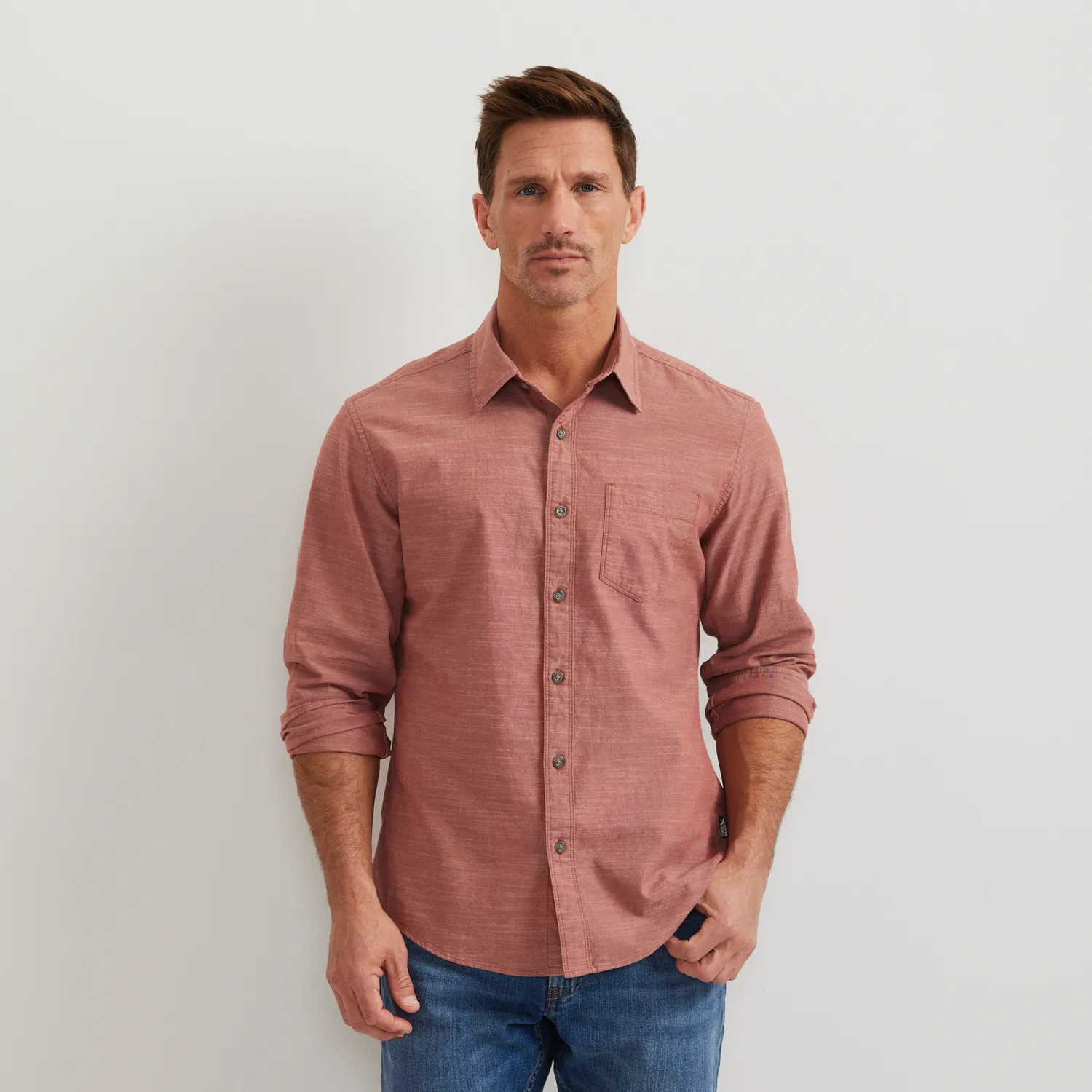 Eddie Bauer Camano cămașă bumbac gri mânecă lungă