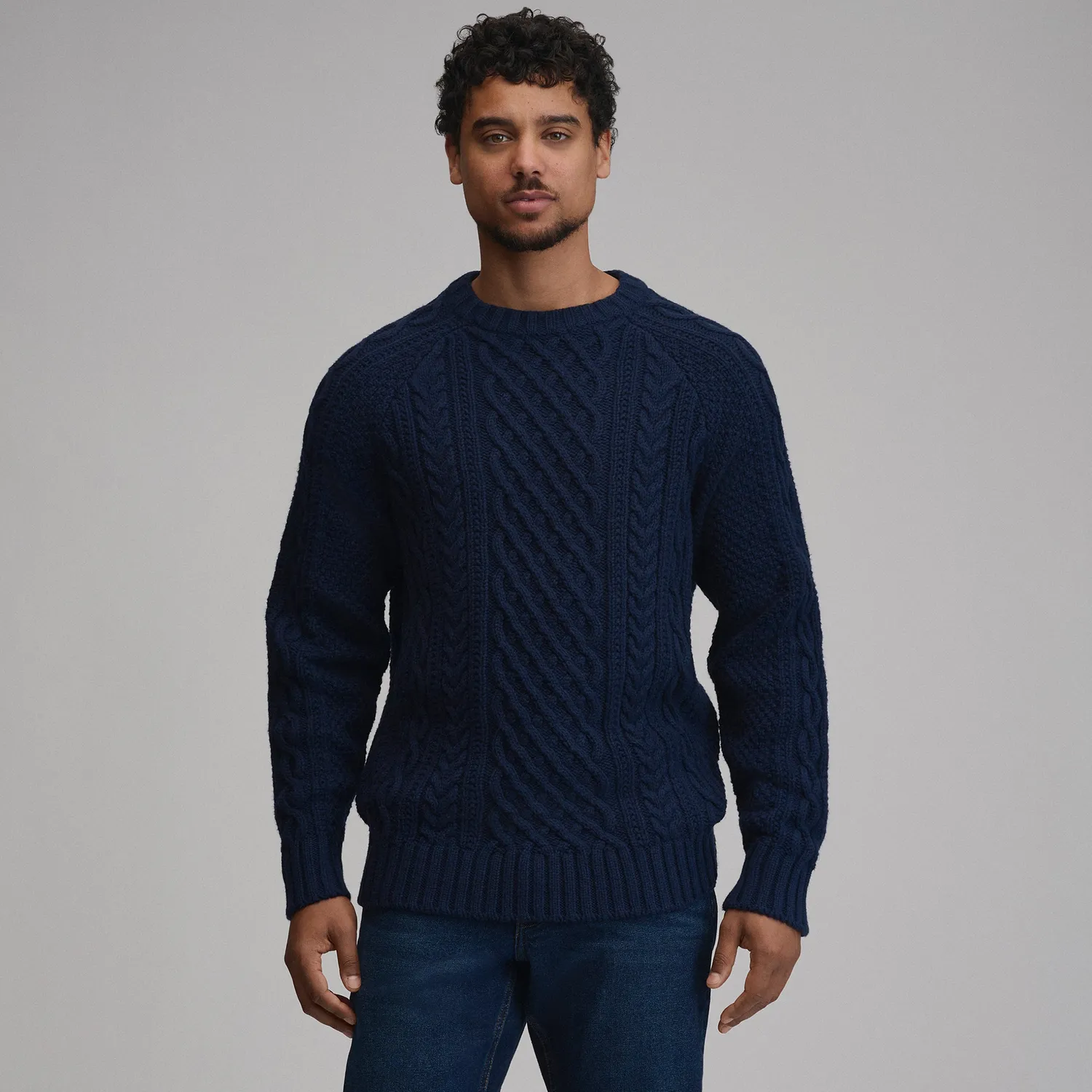 Eddie Bauer Northwest Cable-Knit pulover Natural tricotat