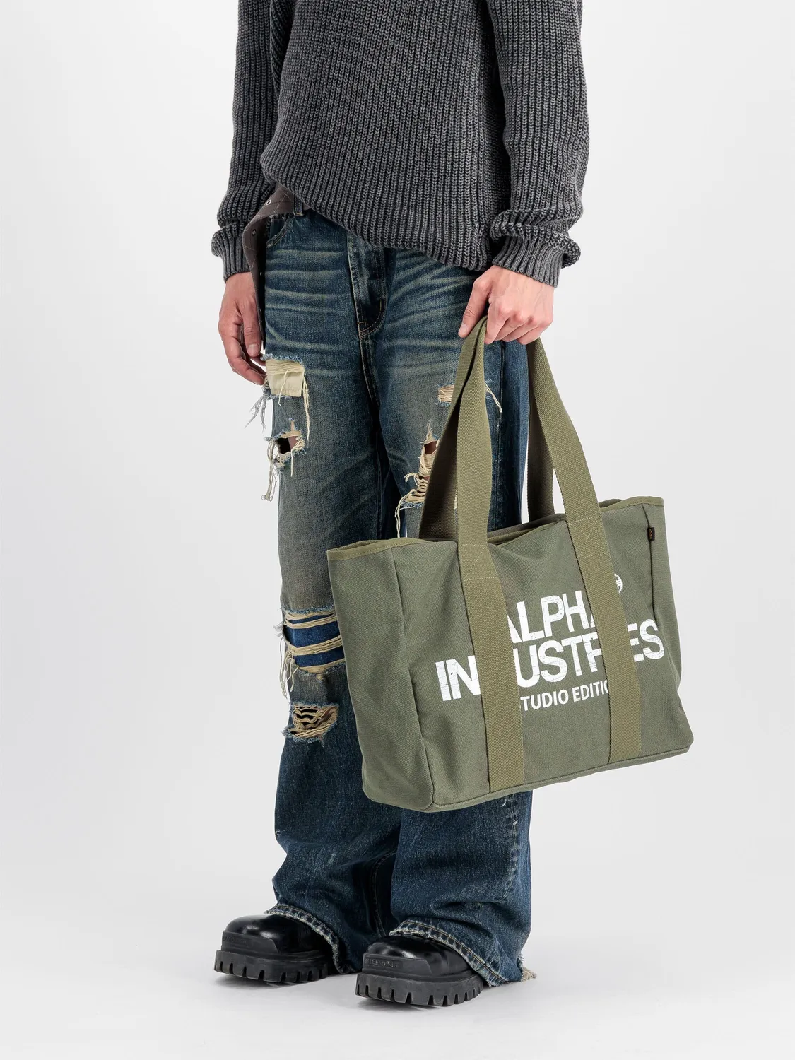 Alpha Industries Studio Tote geanta neagra bumbac 22L